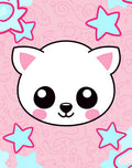 Cute Pink Kawaii Cat Stars Rug