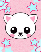 Cute Pink Kawaii Cat Stars Rug