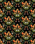 Orange Green Floral Abstract Repeating Rug