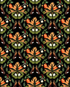 Orange Green Floral Abstract Repeating Rug