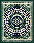 Deep Green Navy Concentric Mandala Rug