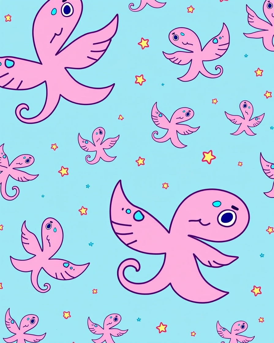 Playful Pink Octopus Starry Sky Rug