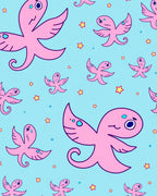 Playful Pink Octopus Starry Sky Rug
