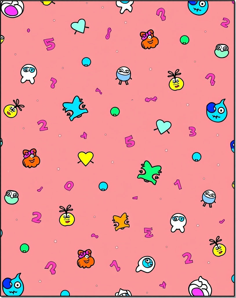 Playful Pink Whimsical Creatures Numbers Rug