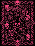 Hot Pink Skulls Roses Frame Rug