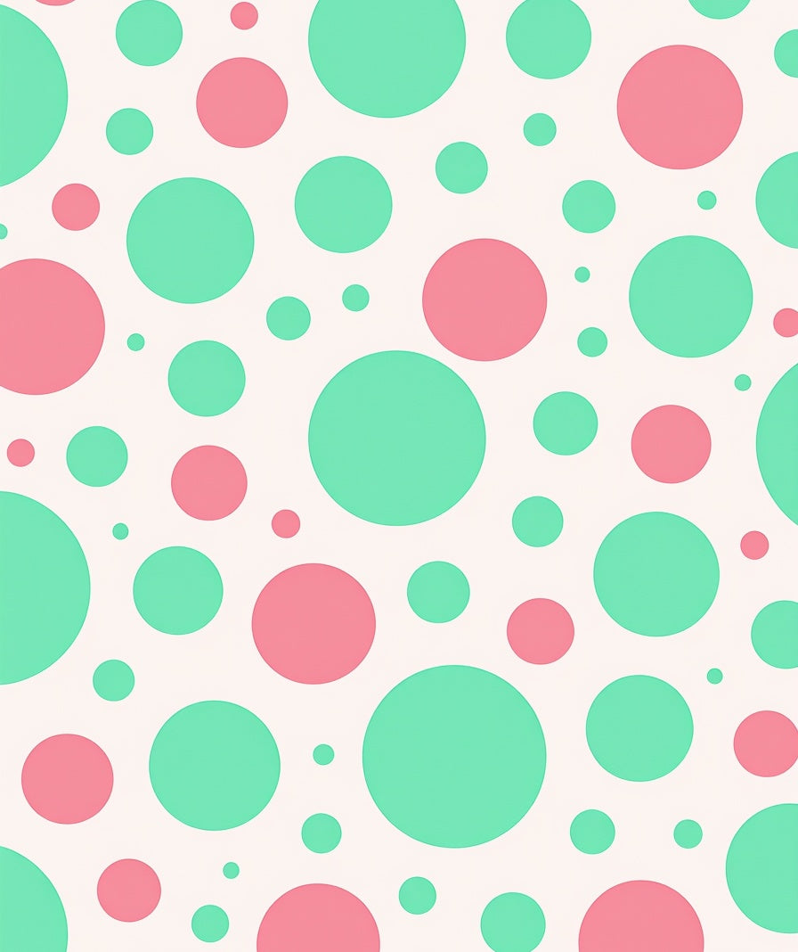 Mint Coral Polka Dot Circles Rug