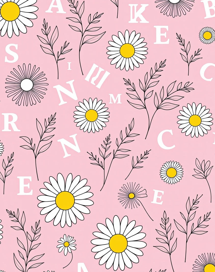 Pink Daisy Botanical Collage Rug
