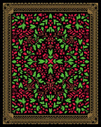Verdant Crimson Leaf Floral Medallion Rug