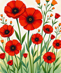 Vibrant Red Poppy Meadow Garden Rug