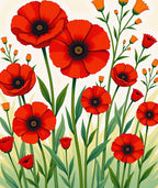 Vibrant Red Poppy Meadow Garden Rug