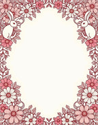 Whimsical Floral Bunny Outline Rug
