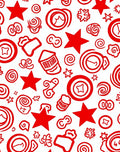 Crimson Red Whimsical Icon Collection Rug