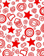 Crimson Red Whimsical Icon Collection Rug