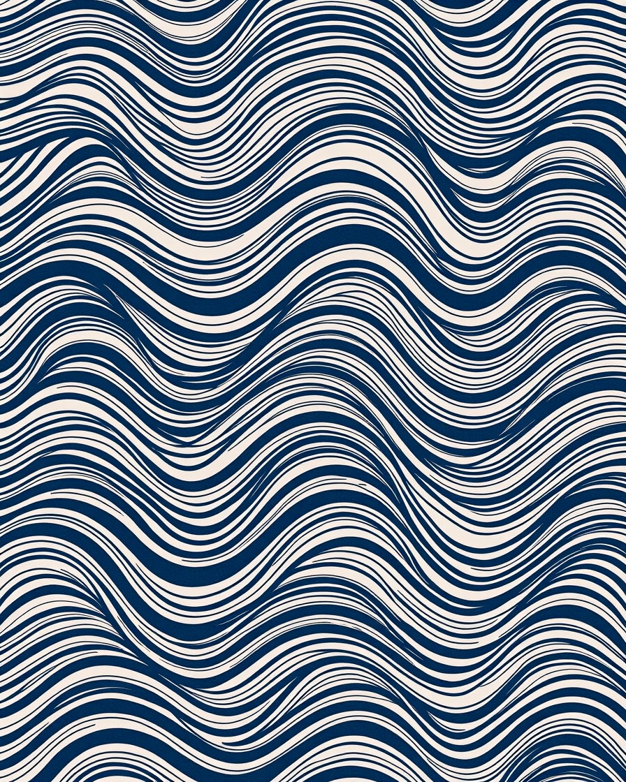 Deep Blue Wavy Stripe Accent Rug