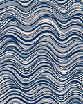 Deep Blue Wavy Stripe Accent Rug