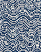 Deep Blue Wavy Stripe Accent Rug