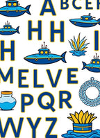 Navy Blue Submarine Alphabet Collection Rug
