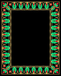 Ornate Green Gold Floral Border Rug