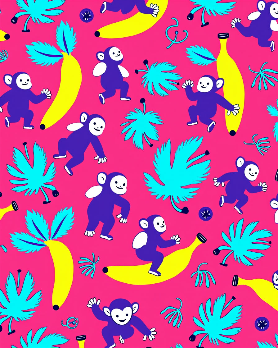 Playful Violet Monkey Banana Jungle Rug