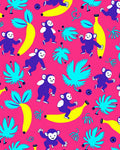 Playful Violet Monkey Banana Jungle Rug