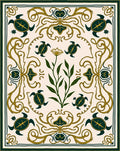 Emerald Green Turtle Floral Swirl Rug
