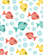 Yellow Coral Aqua Fish Circles Rug