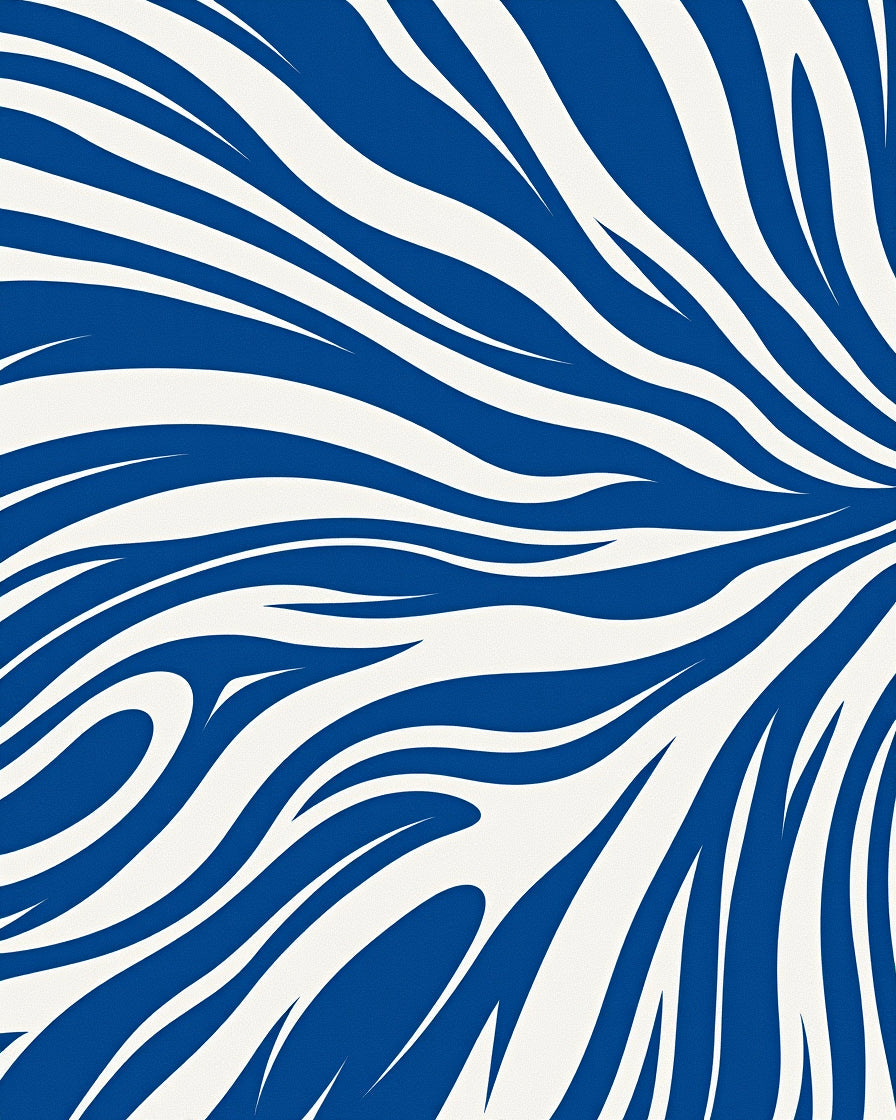 Bold Blue White Curved Stripes Rug