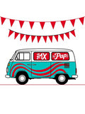 Retro Turquoise Red Wave Van Rug