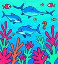 Ocean Dolphins Coral Seahorse Kids Room Rug