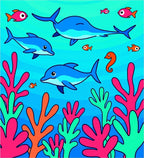 Ocean Dolphins Coral Seahorse Kids Room Rug
