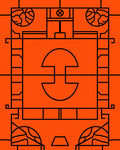 Geometric Abstract Orange Black Rug
