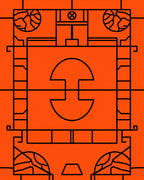 Geometric Abstract Orange Black Rug