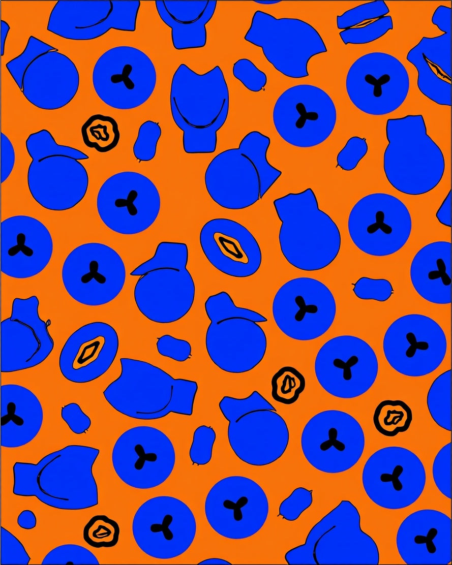Whimsical Blueberry Orange Throw Rug