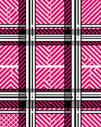 Bold Pink White Black Plaid Lines Rug
