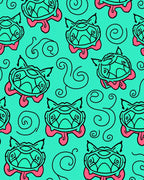 Aqua Pink Turtle Swirls Rug