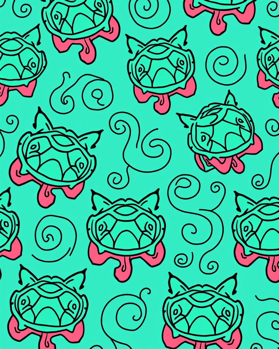 Aqua Pink Turtle Swirls Rug