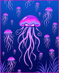 Vibrant Pink Jellyfish Ocean Scene Rug