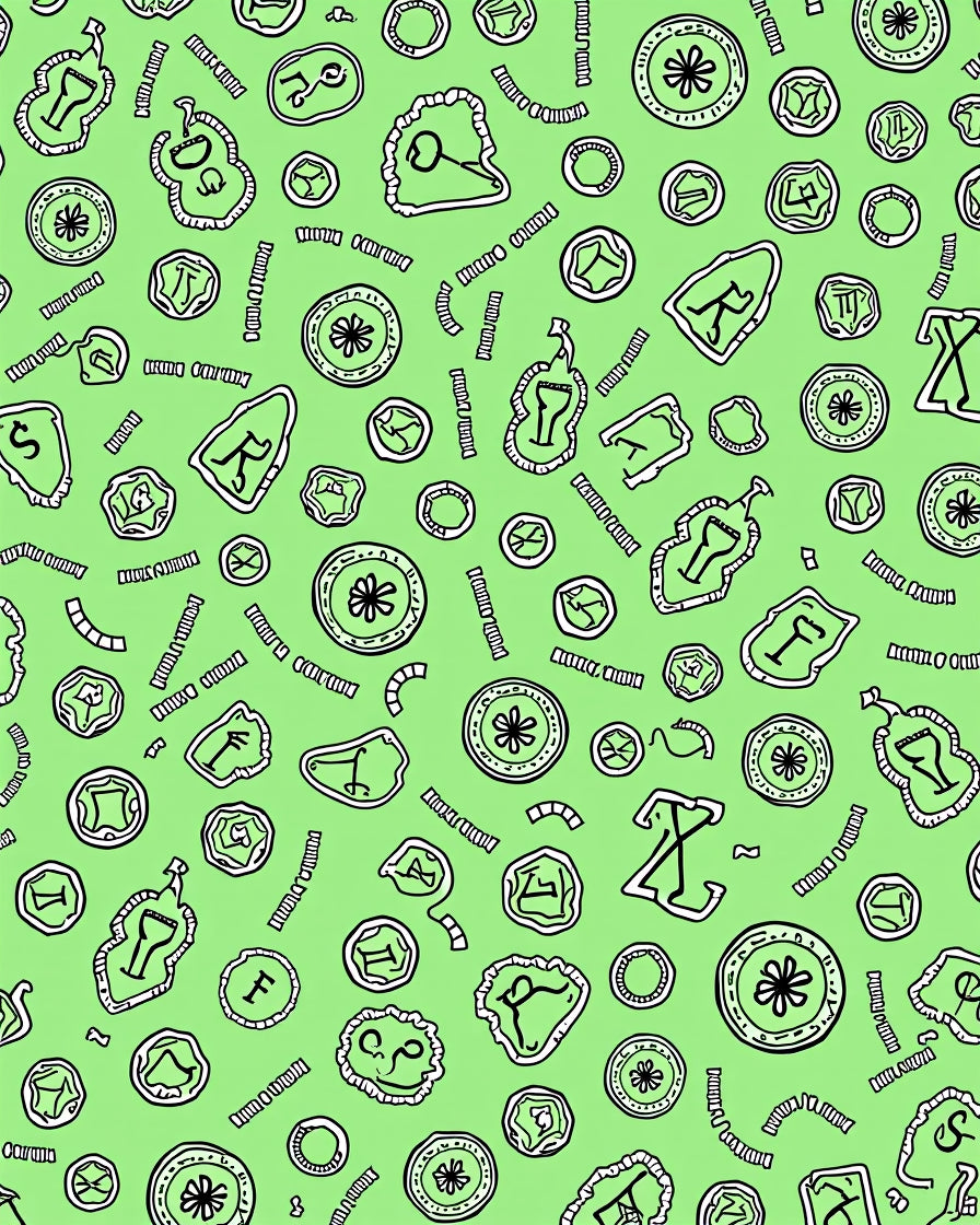 Whimsical Green Organic Cartoons Rug