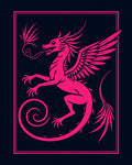 Vibrant Pink Dragon Creature Border Rug