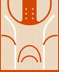 Orange Basketball Court Wood Grain Rug