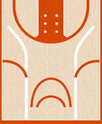 Orange Basketball Court Wood Grain Rug