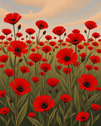 Vibrant Red Poppy Field Sunset Rug