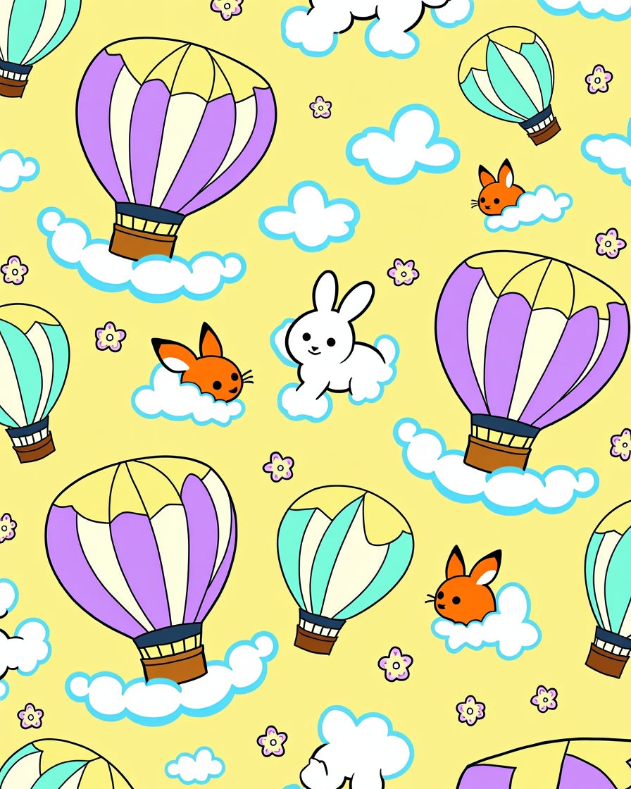 Whimsical Hot Air Balloons With Animals Rug