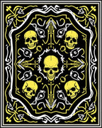 Gothic Yellow Skull Black Border Rug