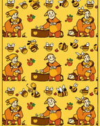 Whimsical Bee Keeper Yellow Folk Art Rug