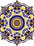 Vibrant Purple Yellow Sunburst Mandala Rug