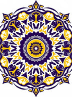 Vibrant Purple Yellow Sunburst Mandala Rug
