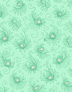 Mint Green Feather Swirl Art Rug