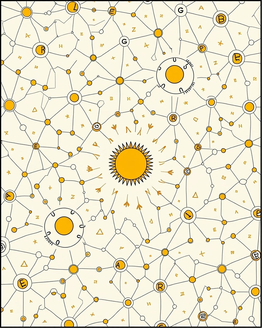 Yellow Sunburst Connection Network Rug