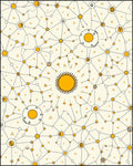 Yellow Sunburst Connection Network Rug